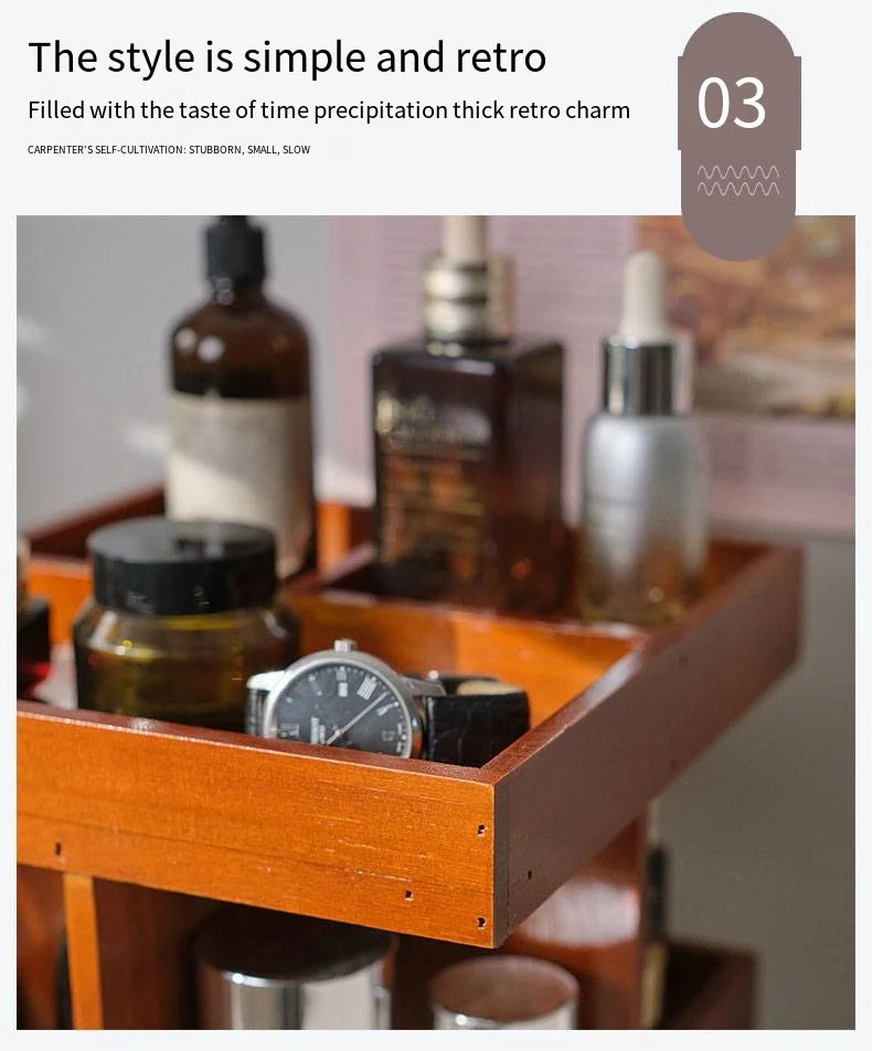 Wooden Rotating Cosmetics Storage Rack