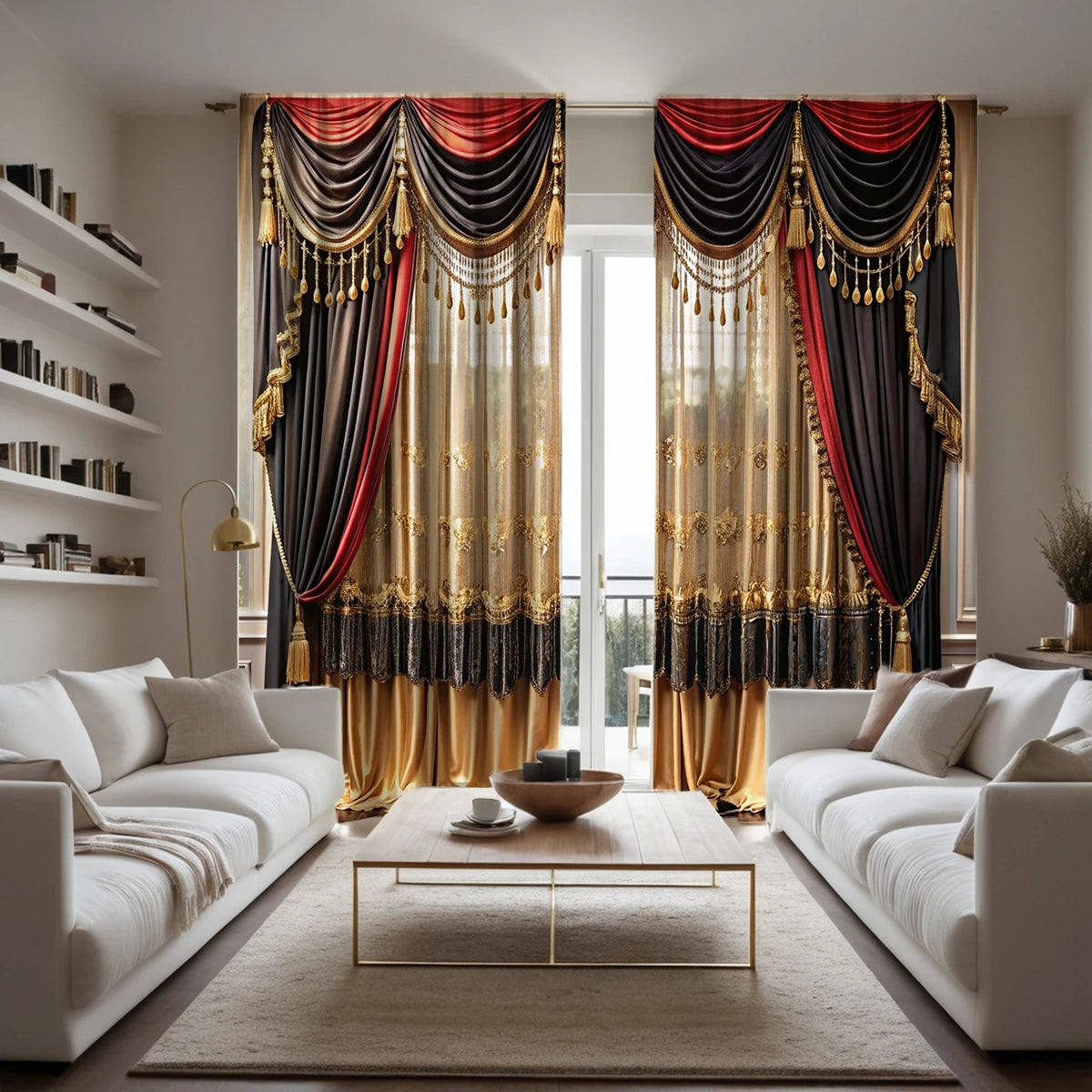 2-Piece HD Digital Curtain Valance – Yellow Vintage Pattern