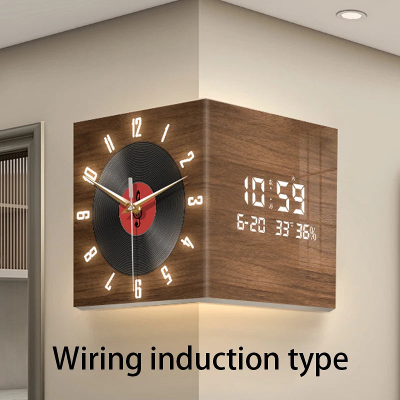 Modern Wall Clocks Living Room Large Corner Clock Elegant Led Digital Wall Clock Electronic Calendar Noiseless Clocks Home Decor