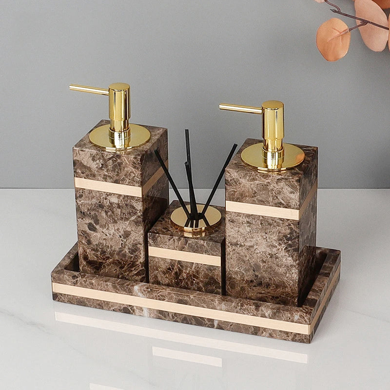 Emperador Dark Marble Bathroom Set