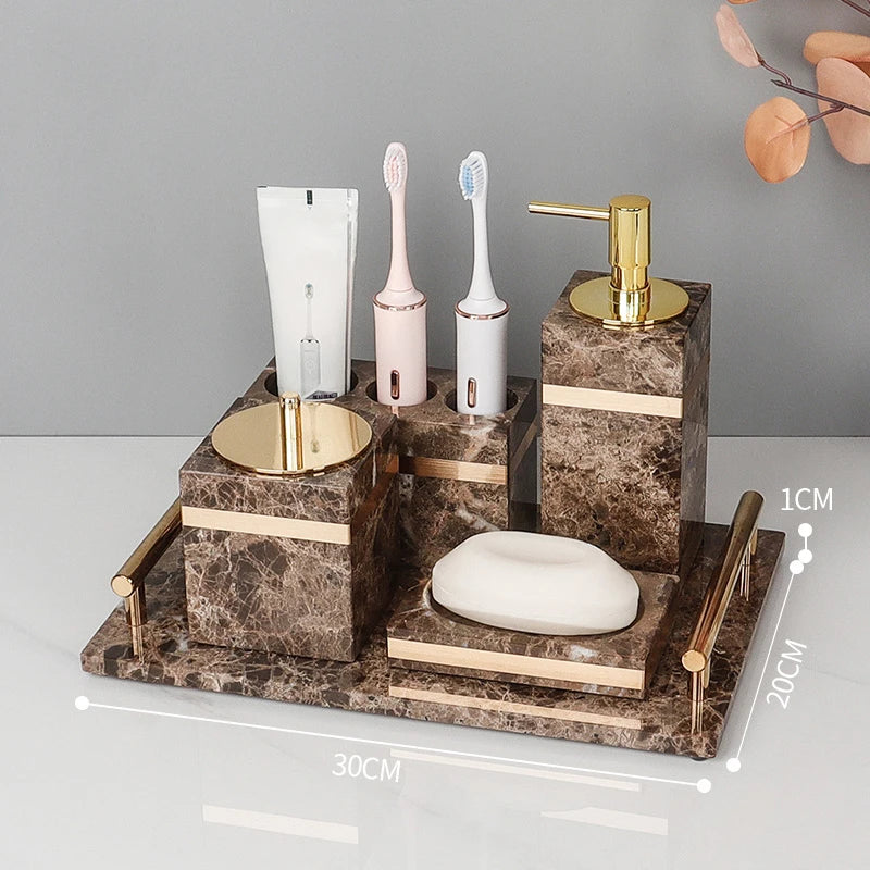 Emperador Dark Marble Bathroom Set