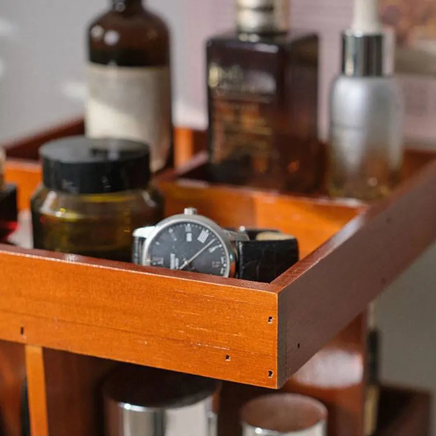 Wooden Rotating Cosmetics Storage Rack