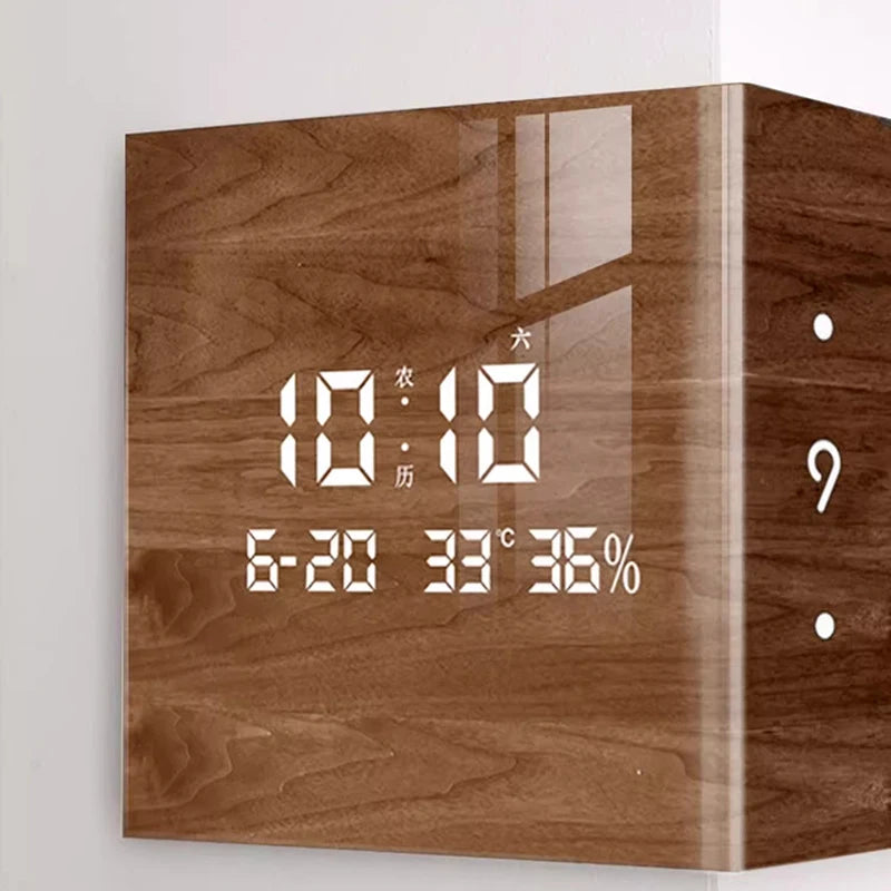 Modern Wall Clocks Living Room Large Corner Clock Elegant Led Digital Wall Clock Electronic Calendar Noiseless Clocks Home Decor