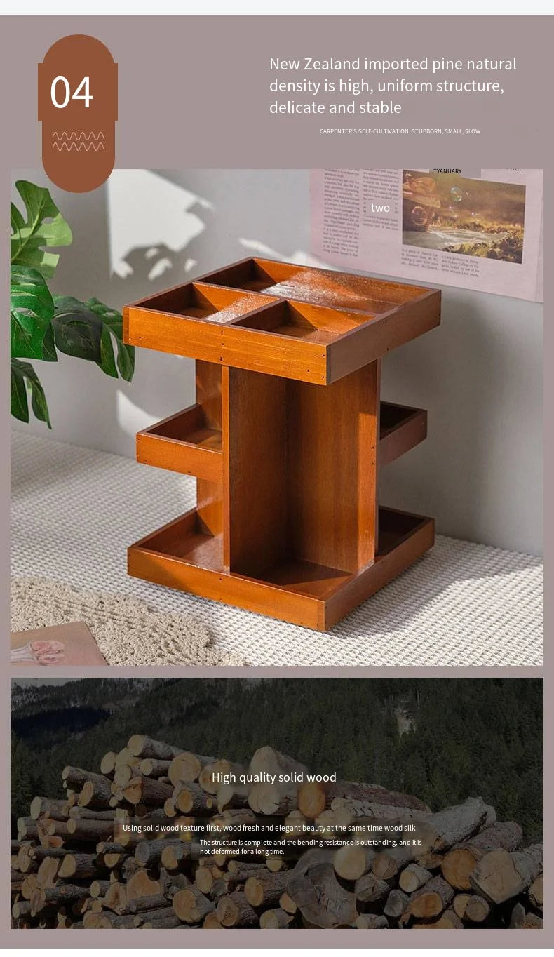 Wooden Rotating Cosmetics Storage Rack