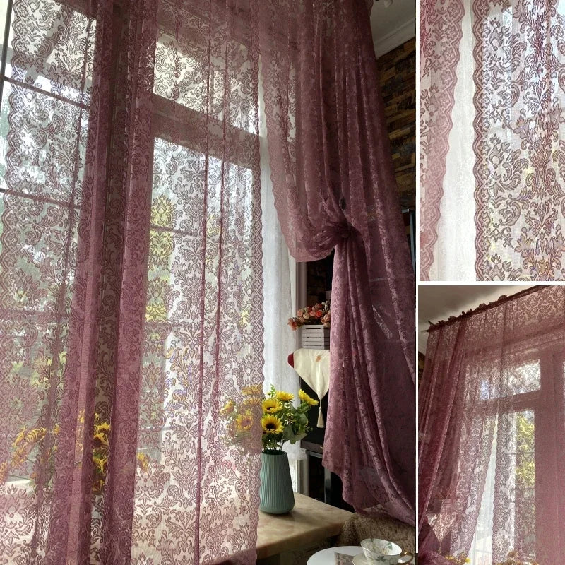 Vintage Purple Lace Tulle Door Curtain
