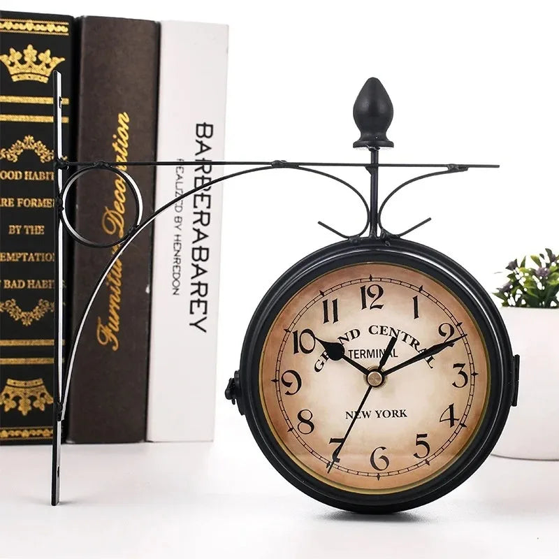 Retro Double-Sided Outdoor Wall Clock