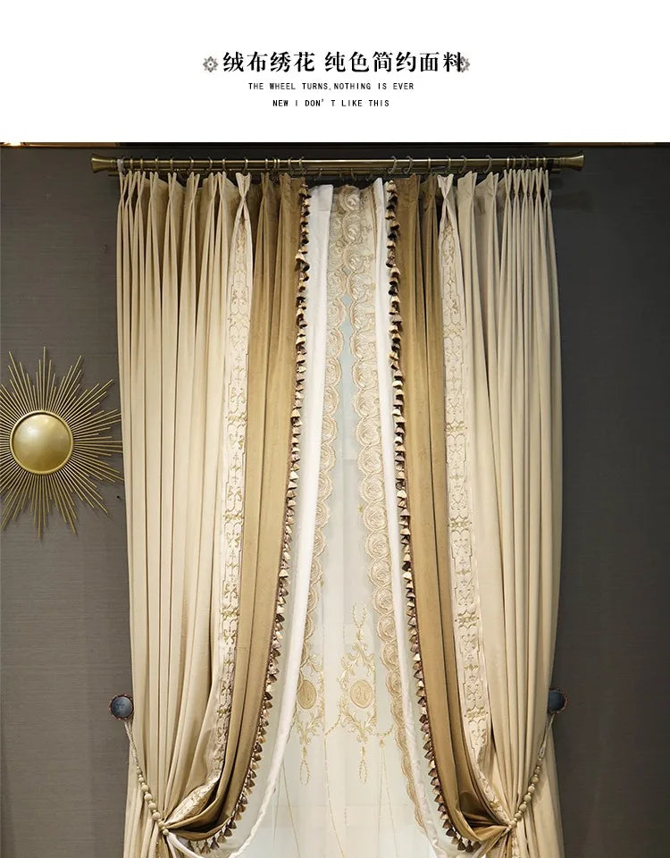 Luxury European Velvet Embroidered Blackout Curtains