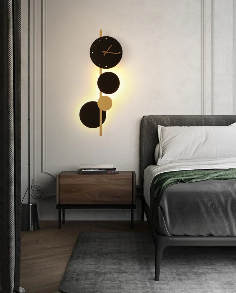 Nordic LED Clock Wall Light