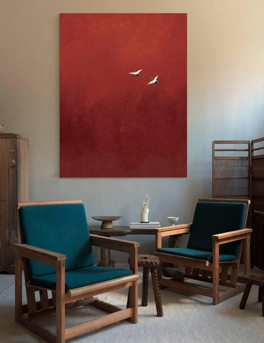 Surrealist Crimson Sky Painting Pure Red Wall Decor Abstract Art Painting Minimalist Wall Art  Maximalist Decor Crimson Wall Art