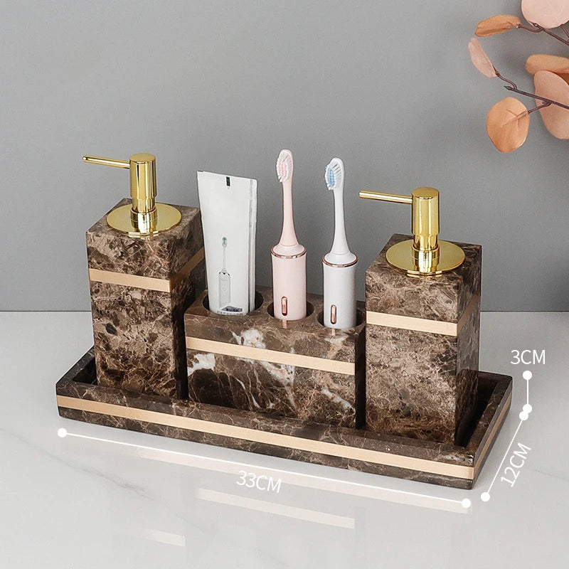 Emperador Dark Marble Bathroom Set