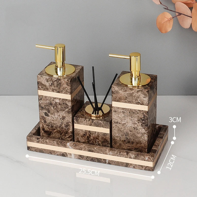 Emperador Dark Marble Bathroom Set