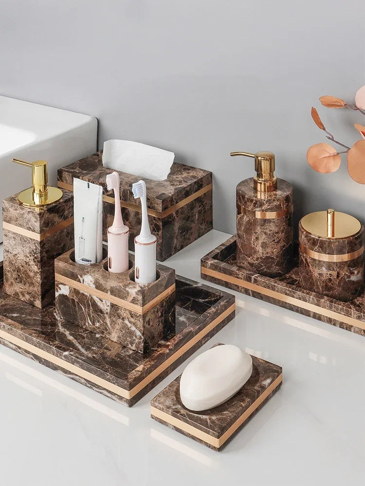 Emperador Dark Marble Bathroom Set