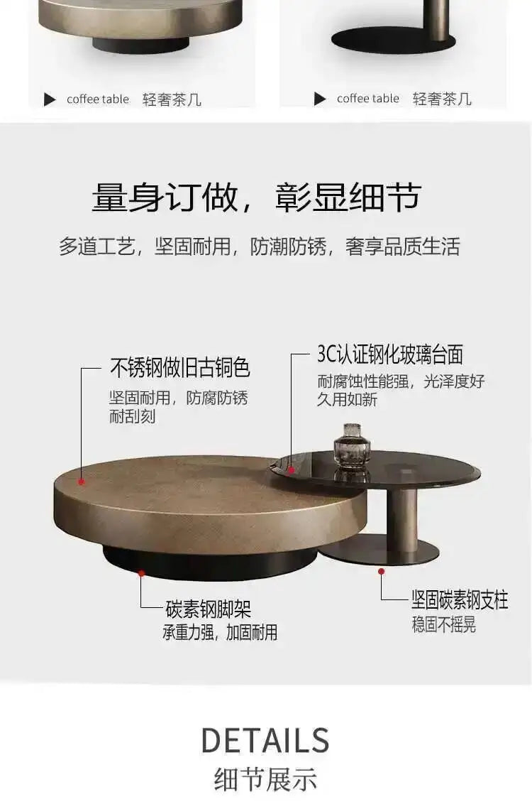 Luxury Round Stainless Steel Coffee Table