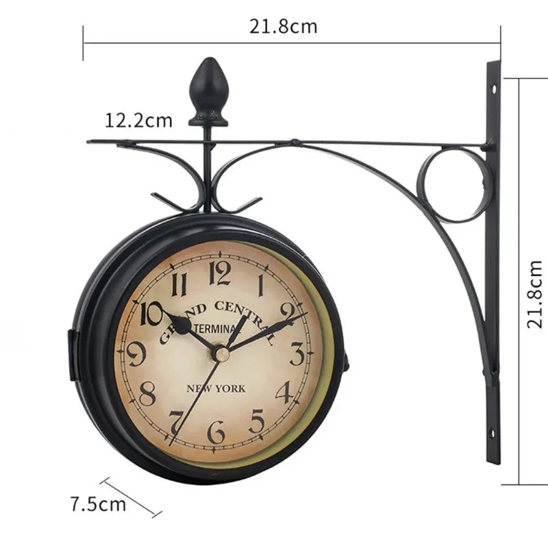 Retro Double-Sided Outdoor Wall Clock