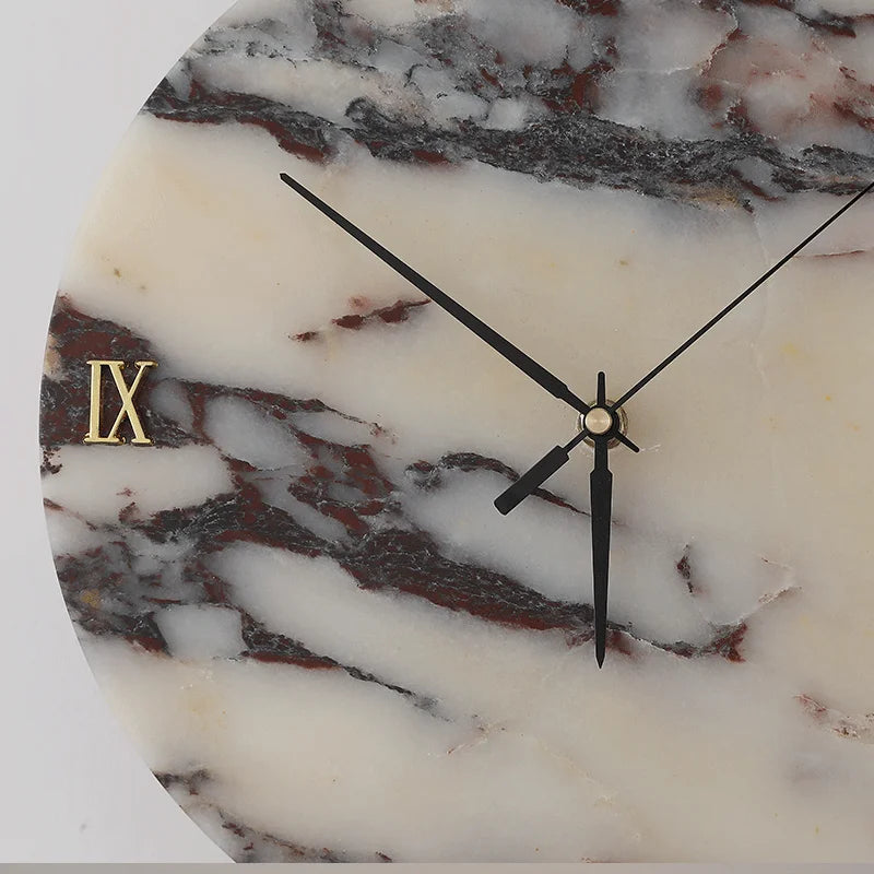 Round Alabaster Wall Lamp with Clock