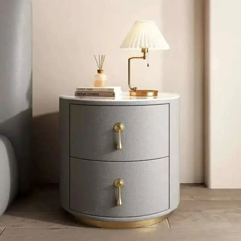 Luxury Solid Wood Round Bedside Table