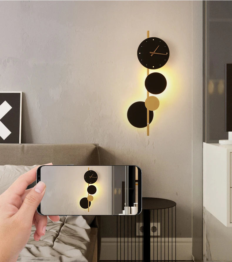Nordic LED Clock Wall Light