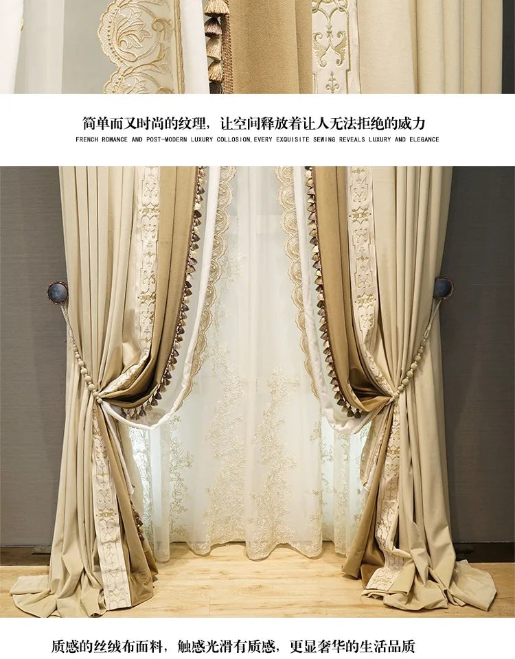 Luxury European Velvet Embroidered Blackout Curtains
