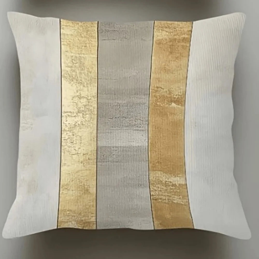 Gold & Neutral Striped Pillowcase