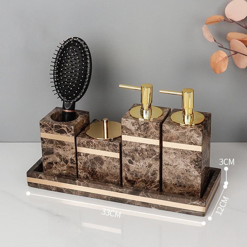 Emperador Dark Marble Bathroom Set