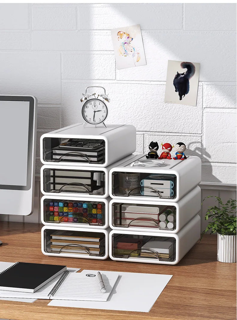 Plastic Desktop Organizer Storage Box with Drawer
