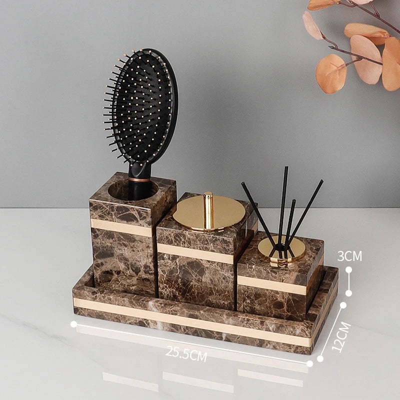 Emperador Dark Marble Bathroom Set